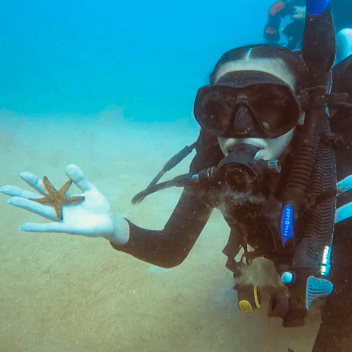 Holding a Starfish on a Dive